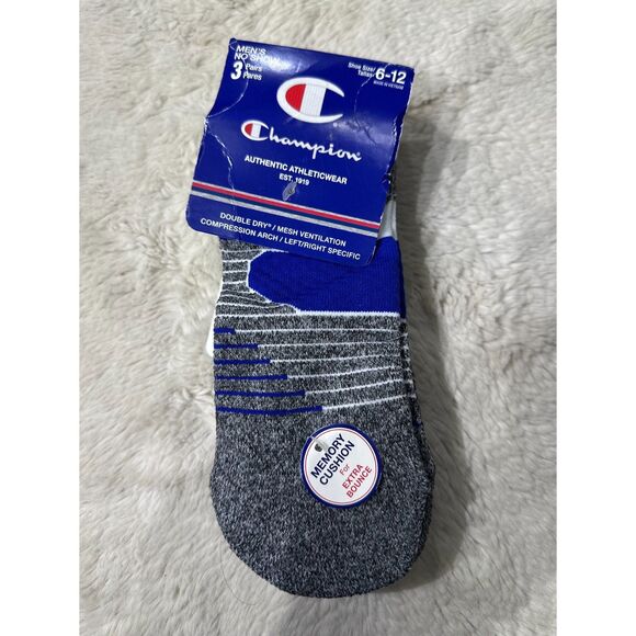 Champion Men’s 3 Pairs Thick Memory Cushion Double Dry Arch Support Crew Socks - Picture 1 of 4